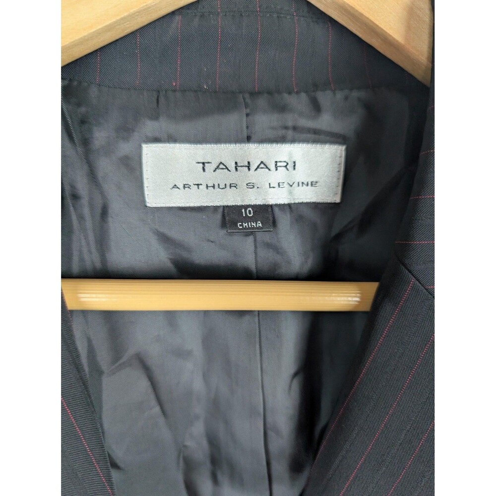 Tahari‎ Arthur S. Levine Blazer Womens 10 Gray Pinstripe One Button Notch Lapel - Picture 3 of 6